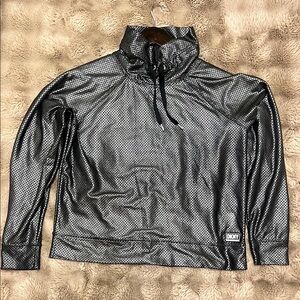 DKNY Shimmering Silver High-Collar Top